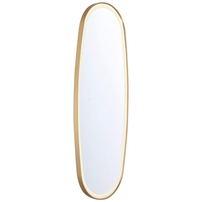 Image 1 Eurofase Obon Gold 17 1/2 inch x 47 1/4 inch Oval LED Lighted Wall Mirror