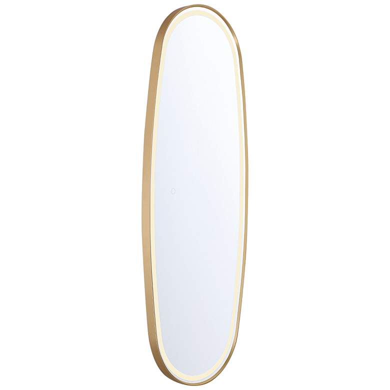 Image 1 Eurofase Obon Gold 17 1/2" x 47 1/4" Oval LED Lighted Wall Mirror
