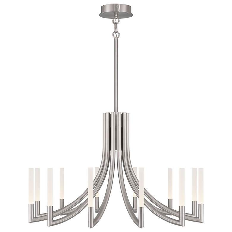 Image 1 Eurofase Olette, Chandelier, 12-Light, 36", Brushed Nickel, Frosted Acrylic