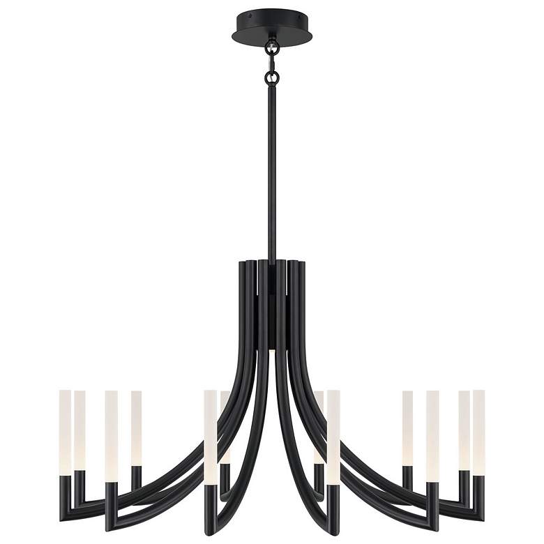 Image 1 Eurofase Olette, Chandelier, 12-Light, 36", Matte Black, Frosted Acrylic