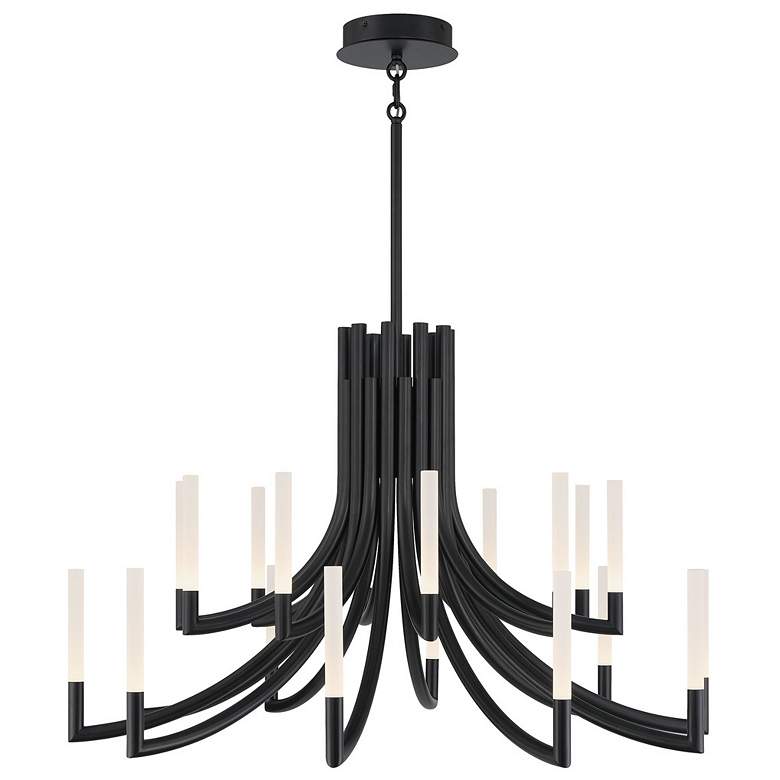Image 1 Eurofase Olette, Chandelier, 20-Light, 42", Matte Black, Frosted Acrylic