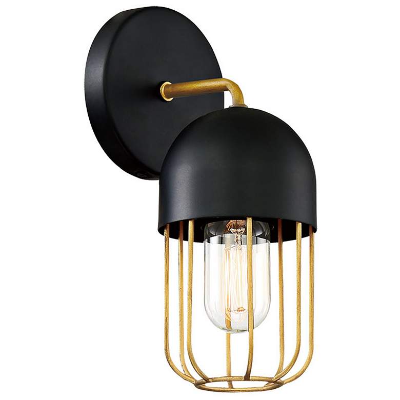 Image 1 Eurofase Palmerston 10 1/2" High Black and Gold Wall Sconce