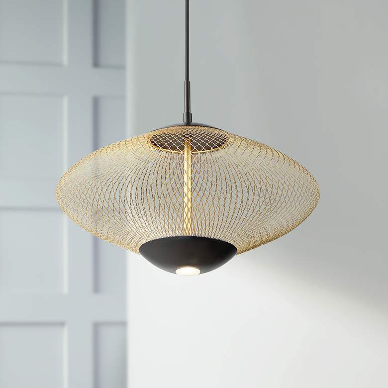 Image 1 Eurofase Park 14 1/4" Matte Black LED Mid-Century Modern Pendant Light