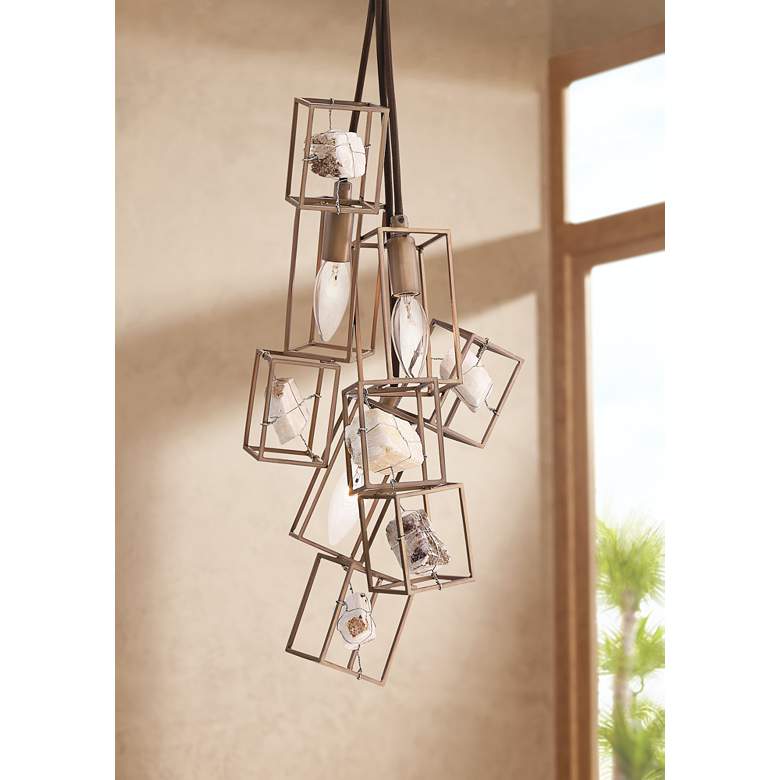 Image 1 Eurofase Patton 8 inchW Gold and Bronze 3-Light Mini Chandelier