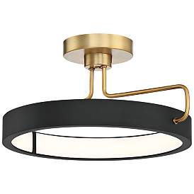 Image3 of Eurofase Pemberton 18" Wide Black and Brass Ring LED Pendant Light more views
