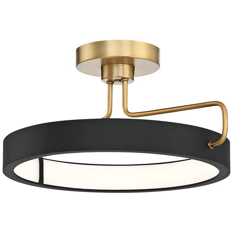 Image 3 Eurofase Pemberton 18" Wide Black and Brass Ring LED Pendant Light more views