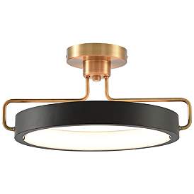 Image5 of Eurofase Pemberton 18" Wide Black and Brass Ring LED Pendant Light more views