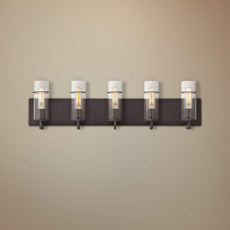 Image 1 Eurofase Pista 33 3/4" Wide Bronze 5-Light Bath Light