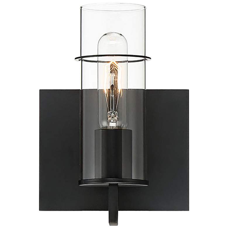Image 1 Eurofase Pista 8 3/4" High Black Metal Wall Sconce