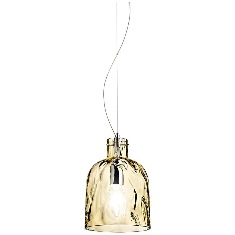 Image 2 Eurofase Ponti 6 inch Wide Chrome and Amber Glass Mini Pendant