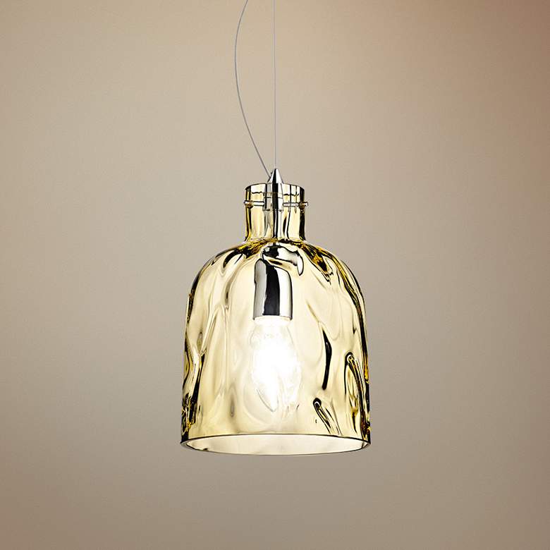 Image 1 Eurofase Ponti 6 inch Wide Chrome and Amber Glass Mini Pendant