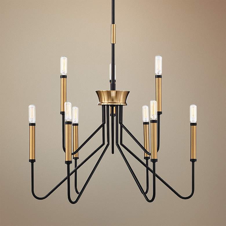 Image 1 Eurofase Rado 24 3/4" Wide Black 9-Light 2-Tier Chandelier