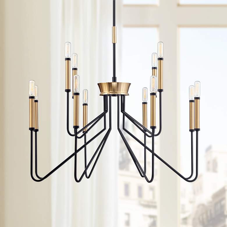 Image 1 Eurofase Rado 31 1/4" Wide Black 12-Light 2-Tier Chandelier