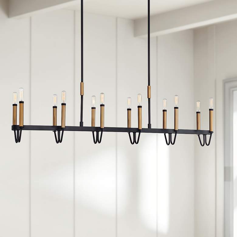 Image 1 Eurofase Rado 47 1/4"W Black Kitchen Island Light Chandelier