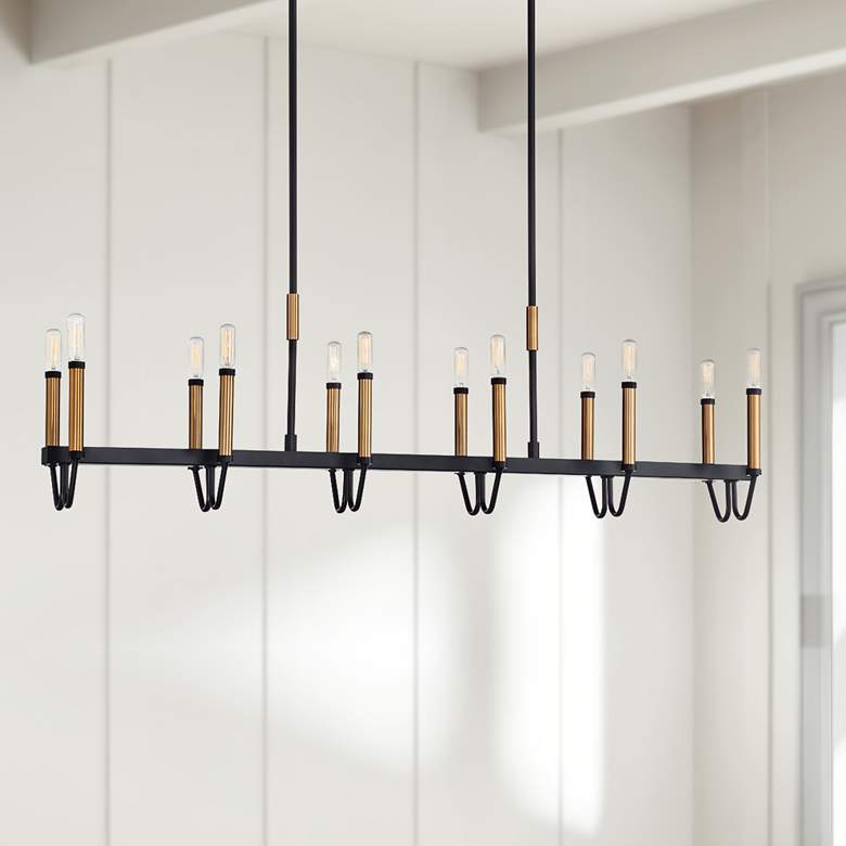 Image 1 Eurofase Rado 47 1/4 inchW Black Kitchen Island Light Chandelier