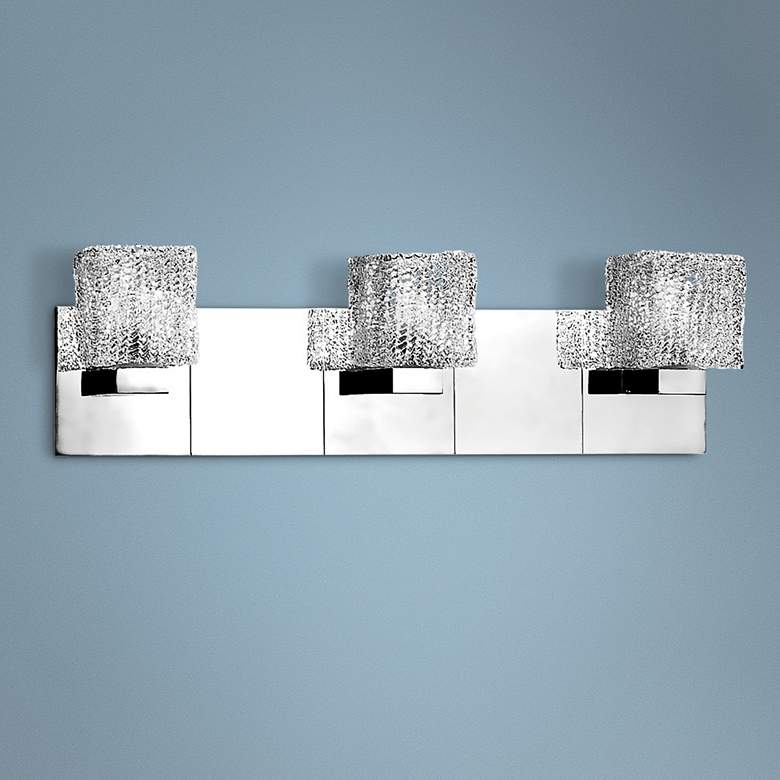 Image 1 Eurofase Rain Glass 20 3/4"W 3-Light Chrome Bath Light