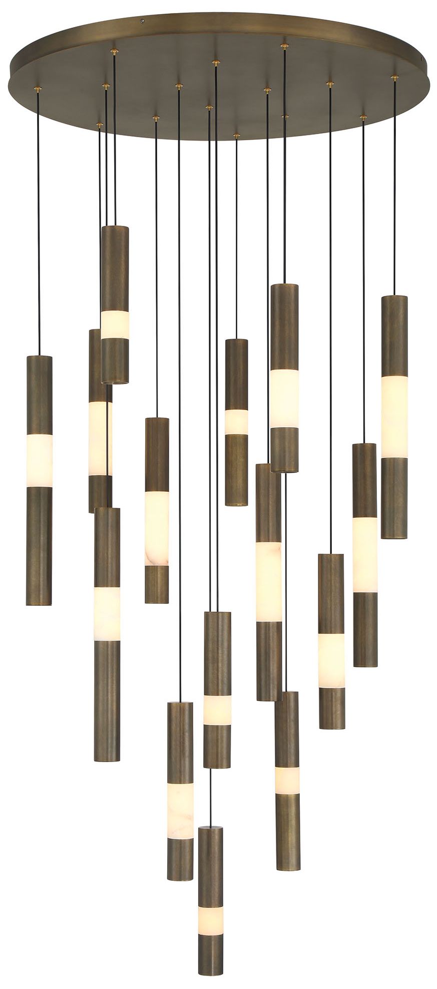 Image 2 Eurofase Ronda 15-Light 32" Integrated LED Multi Drop Chandelier, Brass more views