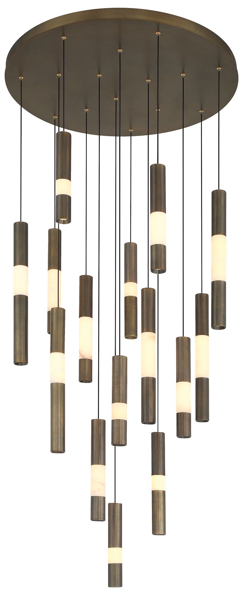 Image 3 Eurofase Ronda 15-Light 32" Integrated LED Multi Drop Chandelier, Brass more views