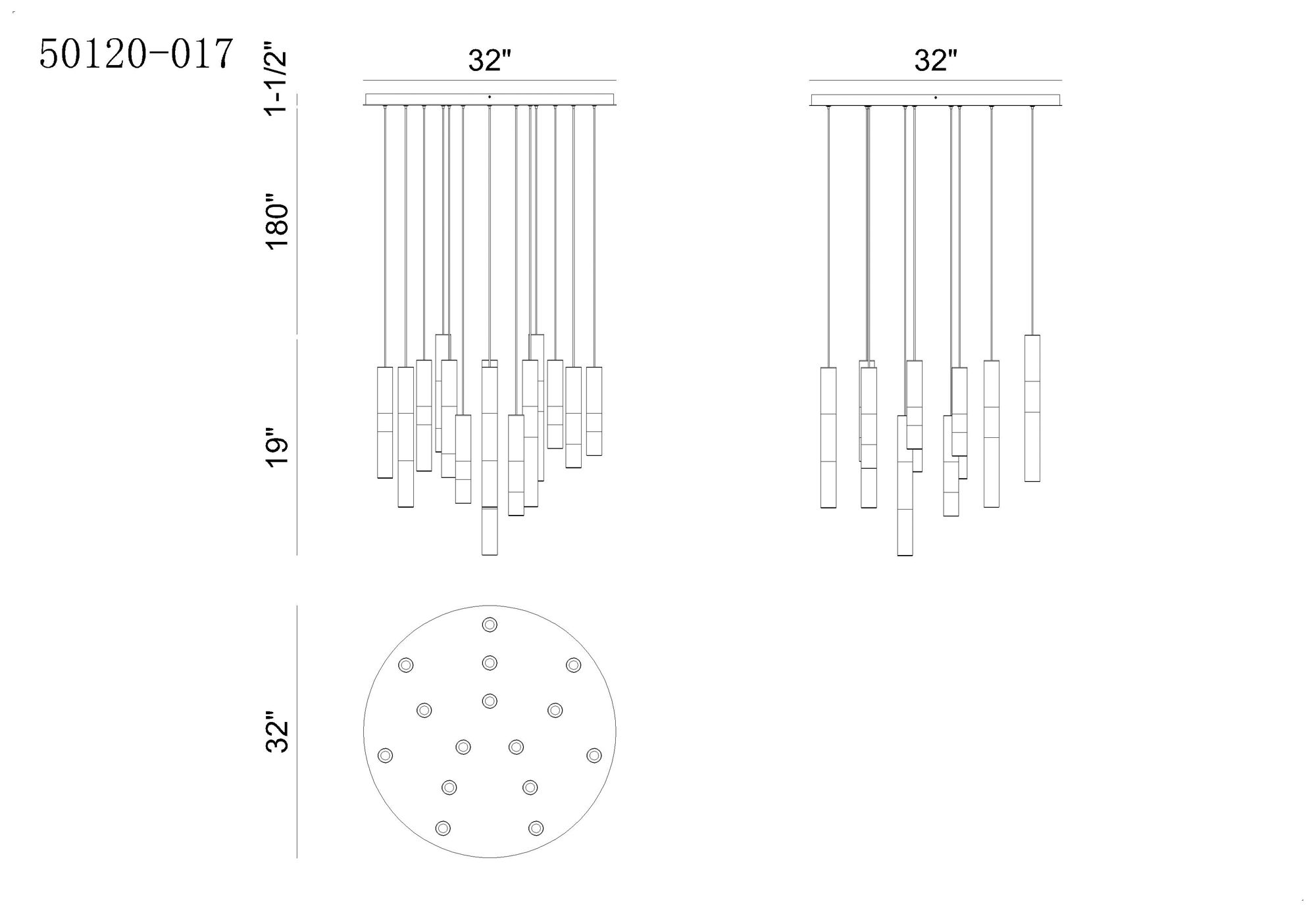 Image 6 Eurofase Ronda 15-Light 32" Integrated LED Multi Drop Chandelier, Brass more views