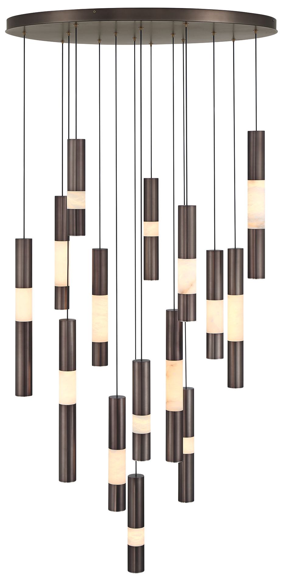 Eurofase Ronda 15-Light 32" Integrated LED Multi Drop Chandelier - Bronze