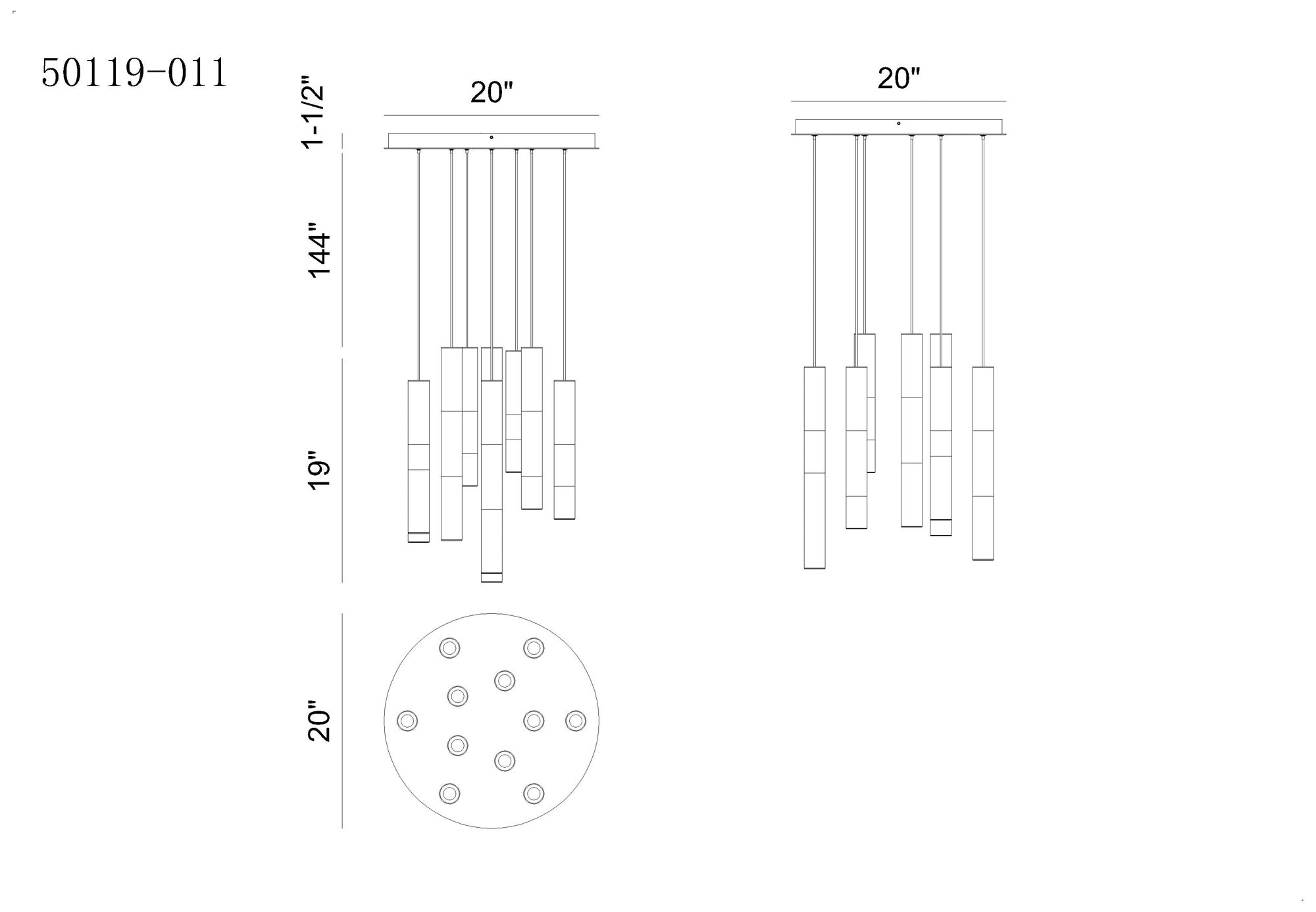 Image 5 Eurofase Ronda 20" Integrated LED Multi Drop Chandelier - Weathered Brass more views