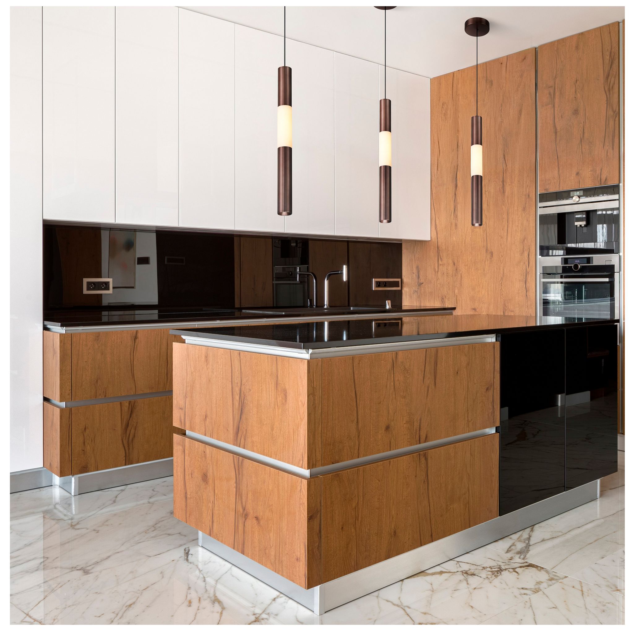 Image 5 Eurofase Ronda 21" LED Pendant in Harlow Bronze and Alabaster more views