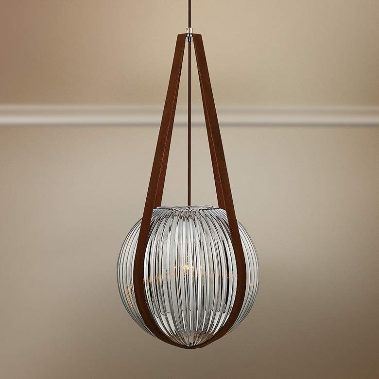 Image 1 Eurofase Rosemount 12 1/4"W Smoke Ribbed Glass Pendant Light