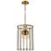 Eurofase Saville 12 1/4"W Brass 3-Light Caged Pendant Light