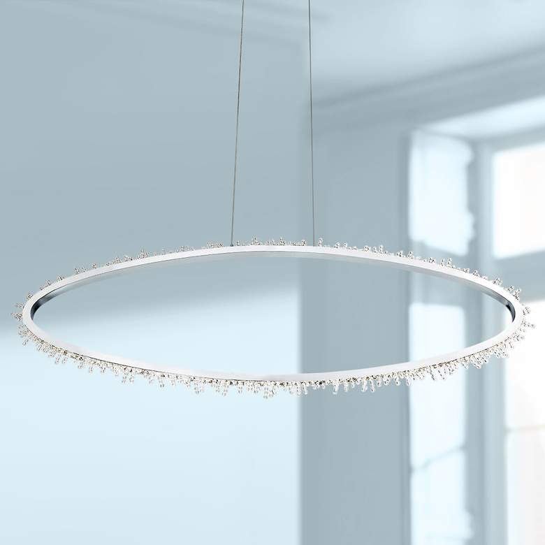 Image 1 Eurofase Scoppia 52 1/4 inchW Chrome LED Oval Ring Pendant Light