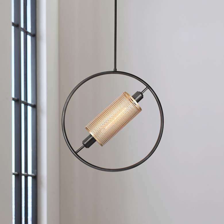 Image 1 Eurofase Seamore 18 3/4" Wide Black and Gold Pendant Light
