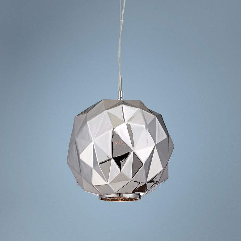 Image 1 Eurofase Studio 11 3/4"W Chrome Chisel Glass Mini Pendant