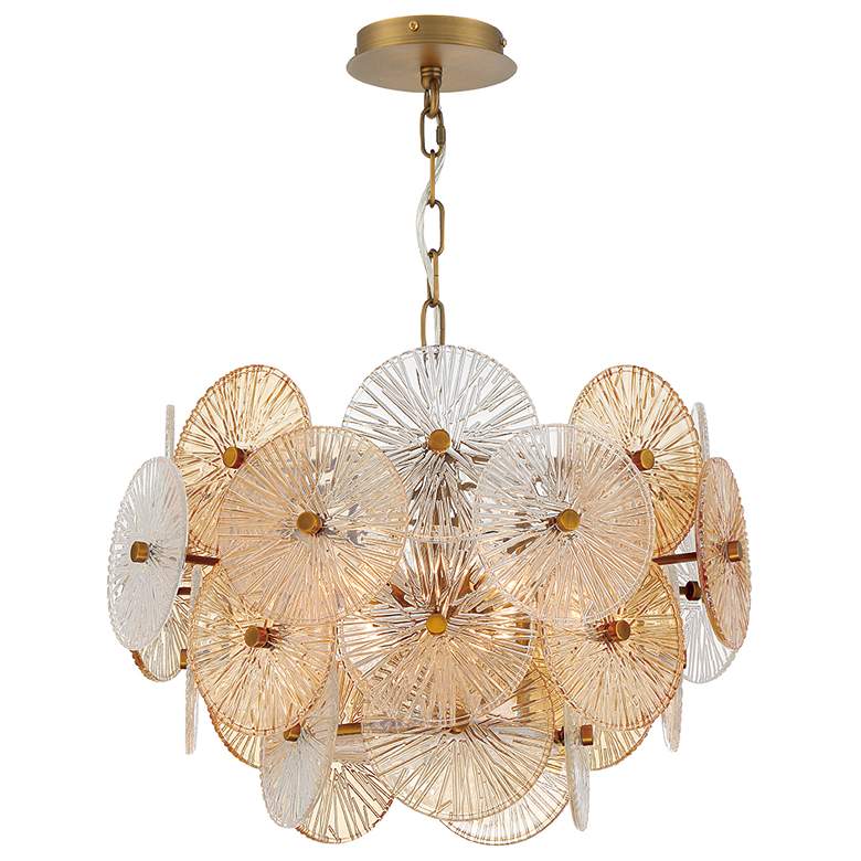 Image 2 Eurofase Sue-Anne 20 inch Wide Modern Brass and Circle Glass Chandelier