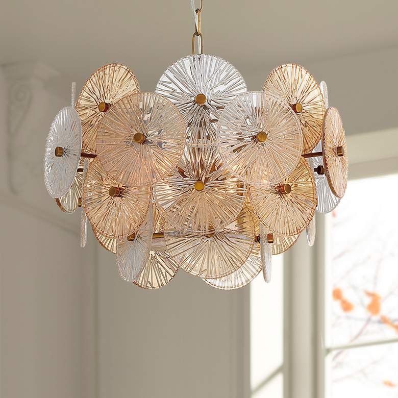 Image 1 Eurofase Sue-Anne 20 inch Wide Modern Brass and Circle Glass Chandelier