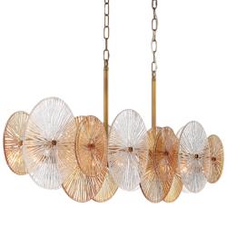 Eurofase Sue-Anne 57&quot; Wide Modern Brass and Circle Glass Chandelier