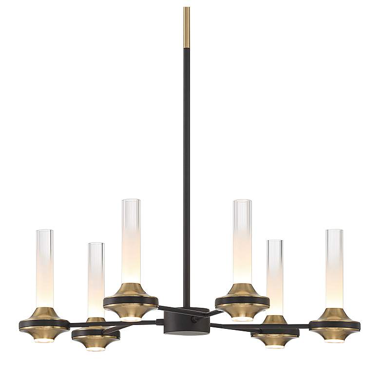 Image 1 Eurofase Torcia 12 Light 24.5 inch Chandelier in Black and Brass