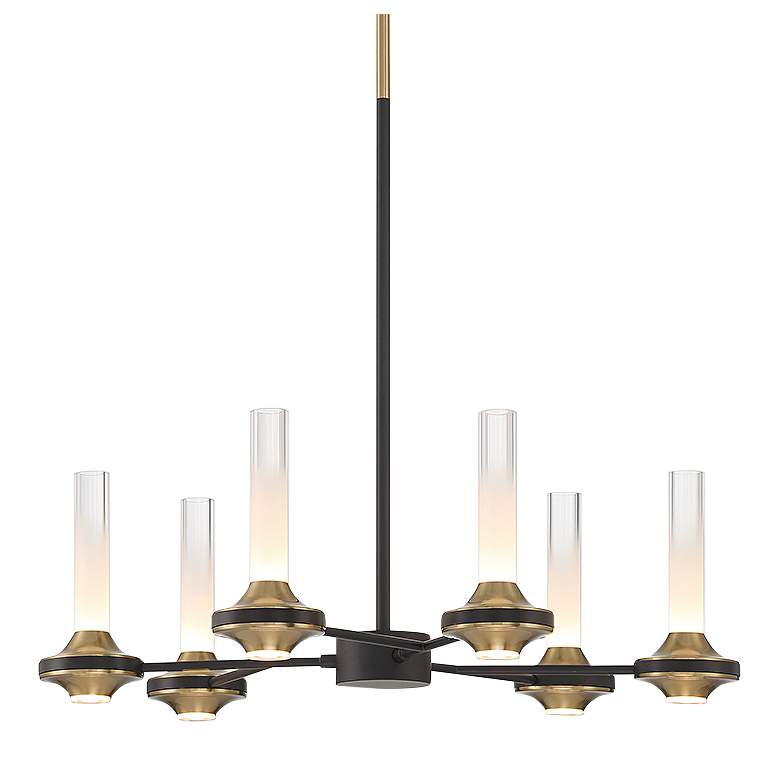 Image 2 Eurofase Torcia 12 Light 24.5" Chandelier in Black and Brass