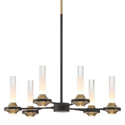 Eurofase Torcia 12 Light 24.5&quot; Chandelier in Black and Brass