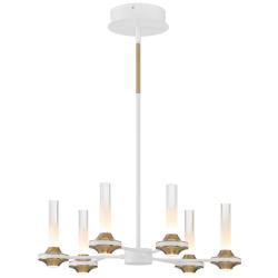 Eurofase Torcia 12 Light 24.5&quot; Chandelier in White and Brass