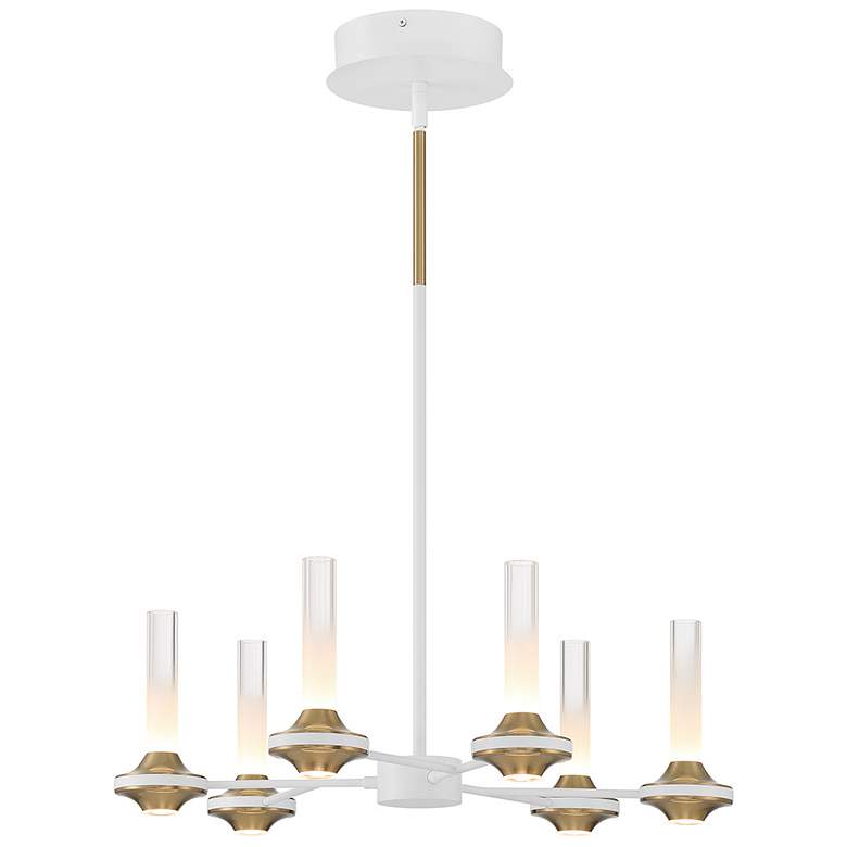 Image 1 Eurofase Torcia 12 Light 24.5" Chandelier in White and Brass