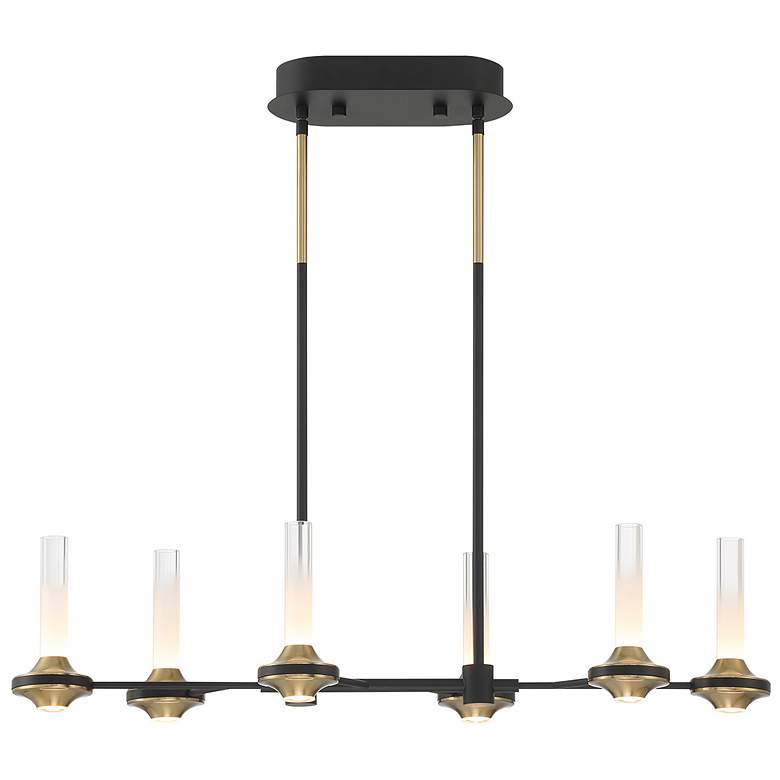 Image 1 Eurofase Torcia 12 Light 31.5 inch Chandelier in Black and Brass