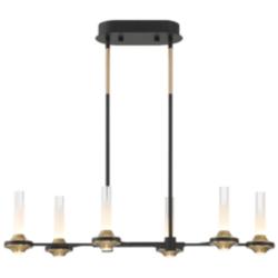 Eurofase Torcia 12 Light 31.5&quot; Chandelier in Black and Brass