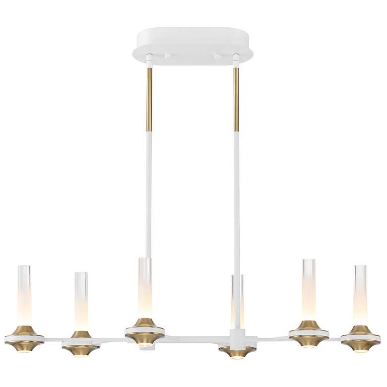 Image 1 Eurofase Torcia 12 Light 31.5" Chandelier in White and Brass