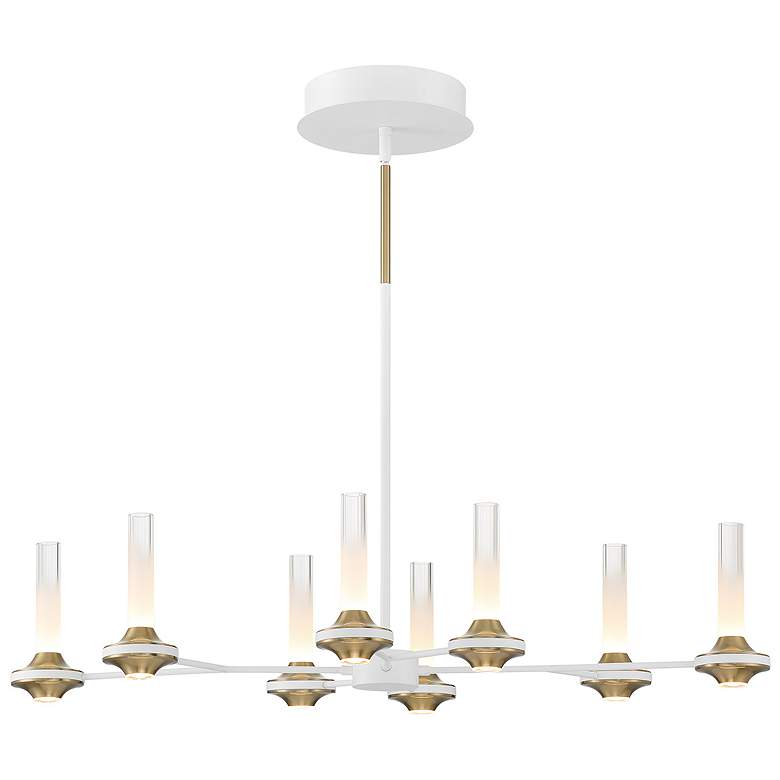 Image 1 Eurofase Torcia 16 Light Chandelier in White and Brass