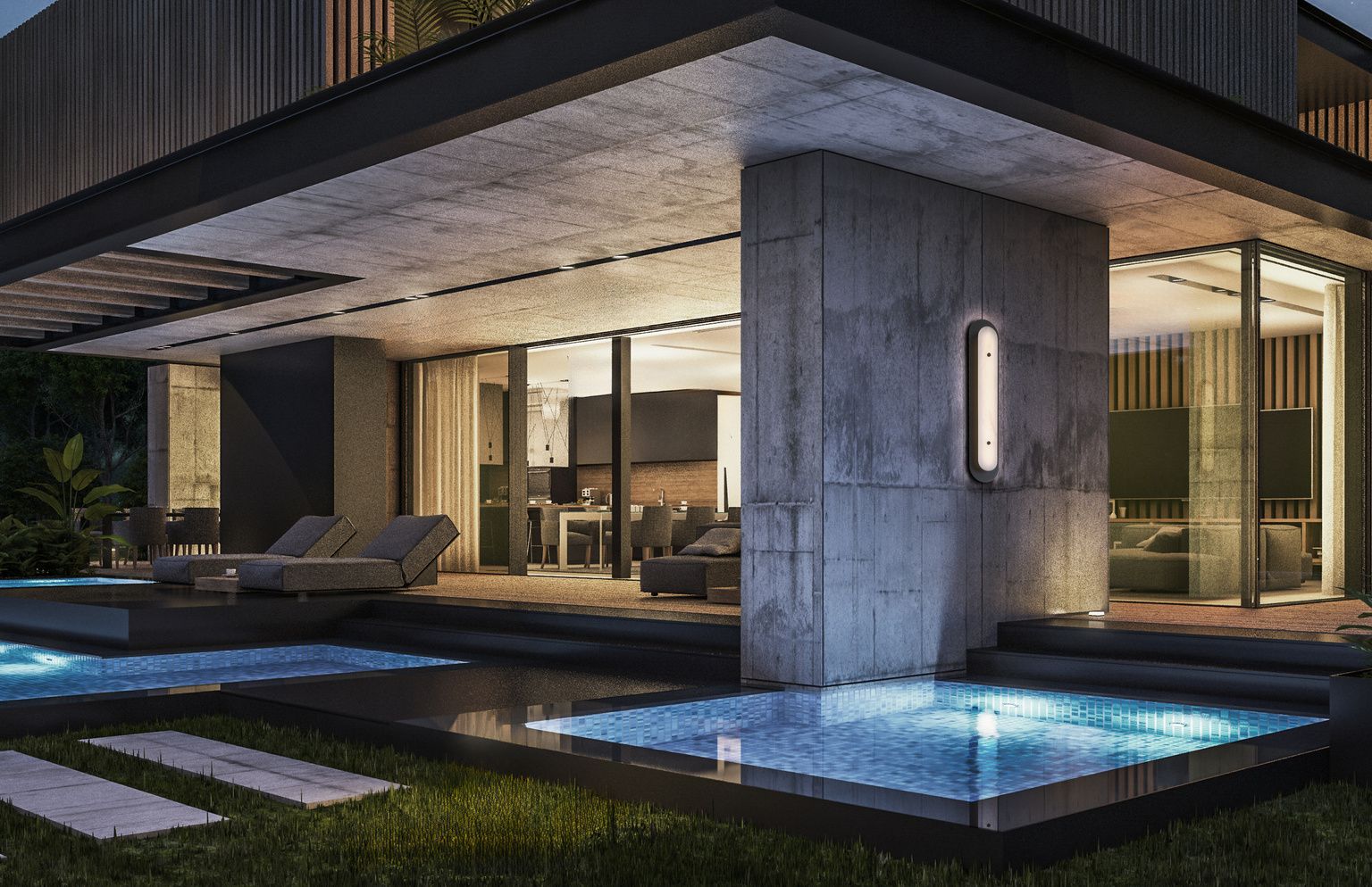 Image 2 Eurofase Tramore 30 inch Outdoor LED Wall Light, Black/Alabaster more views