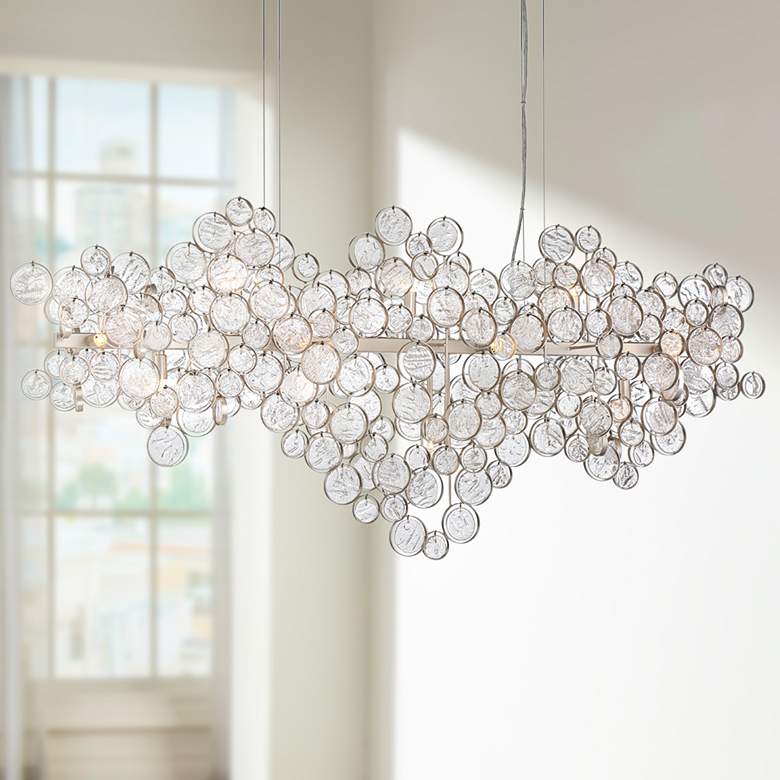 Image 1 Eurofase Trento 55 3/4 inch Wide Champagne Silver 15-Light Oval Chandelier