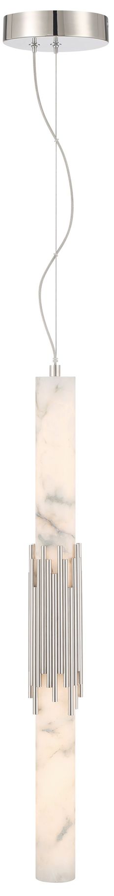 Eurofase Venna 29" Modern LED Pendant in Polished Nickel and Alabaster
