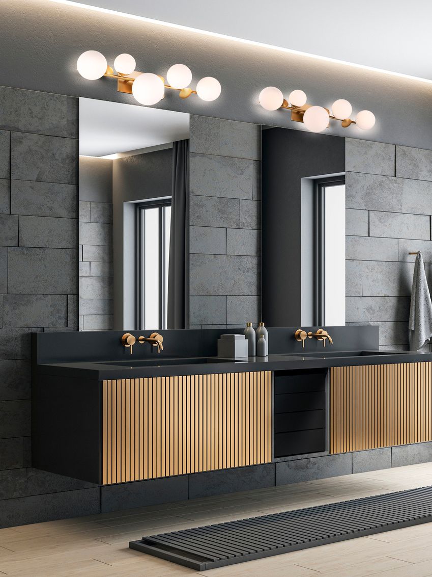 Image 2 Eurofase Vine 5-Light LED Vanity Bath Light, Gold with Opal Glass more views