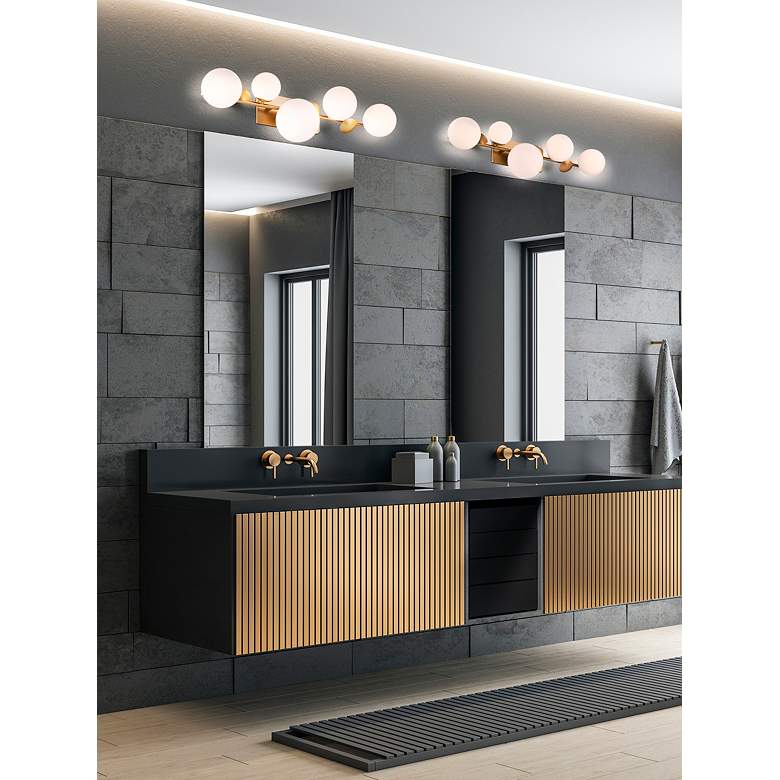 Image 2 Eurofase Vine 5-Light LED Vanity Bath Light, Gold with Opal Glass more views