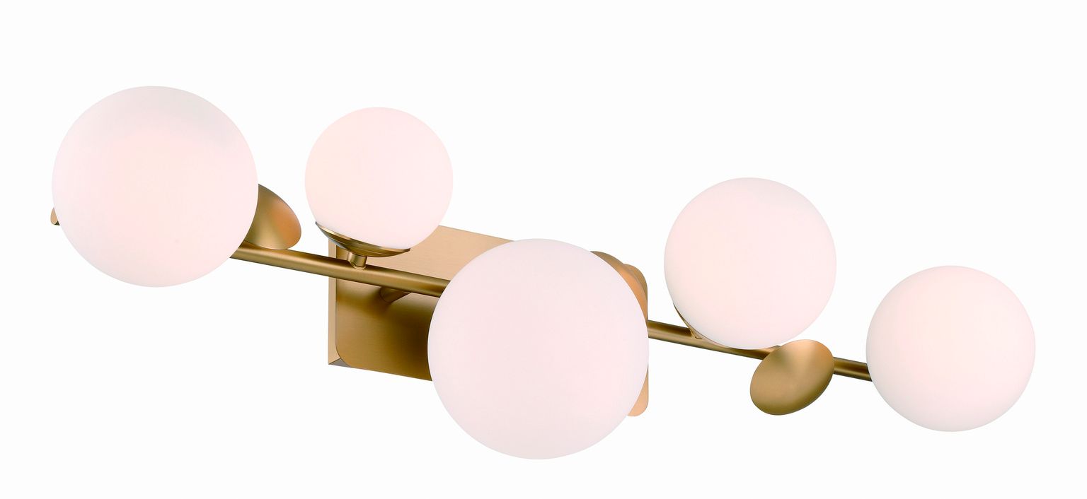 Image 3 Eurofase Vine 5-Light LED Vanity Bath Light, Gold with Opal Glass more views