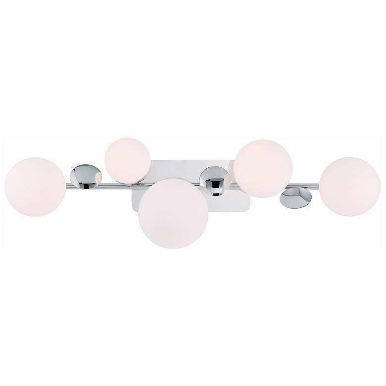 Image 1 Eurofase Vine 5-Light LED Vanity Bath Light, Polished Nickel, Opal Glass